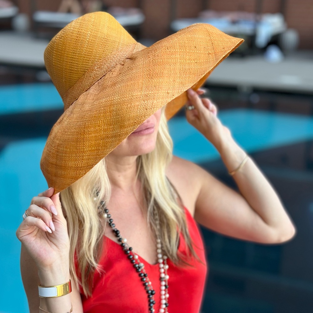 Stylish Orange Wide-Brim Hat